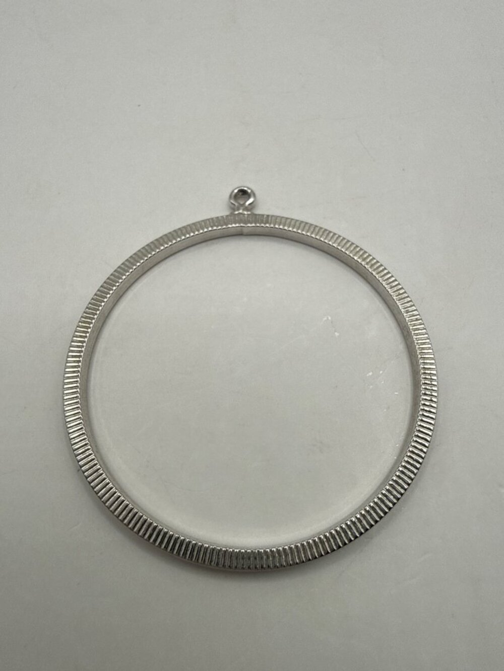 Round Silver Tone Coin Bezel Pendant Charm Minimalist Simple